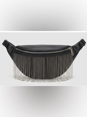 NEW 3AM FOREVER Black Faux Leather Fringe Fanny Pack - Stylish & Functional